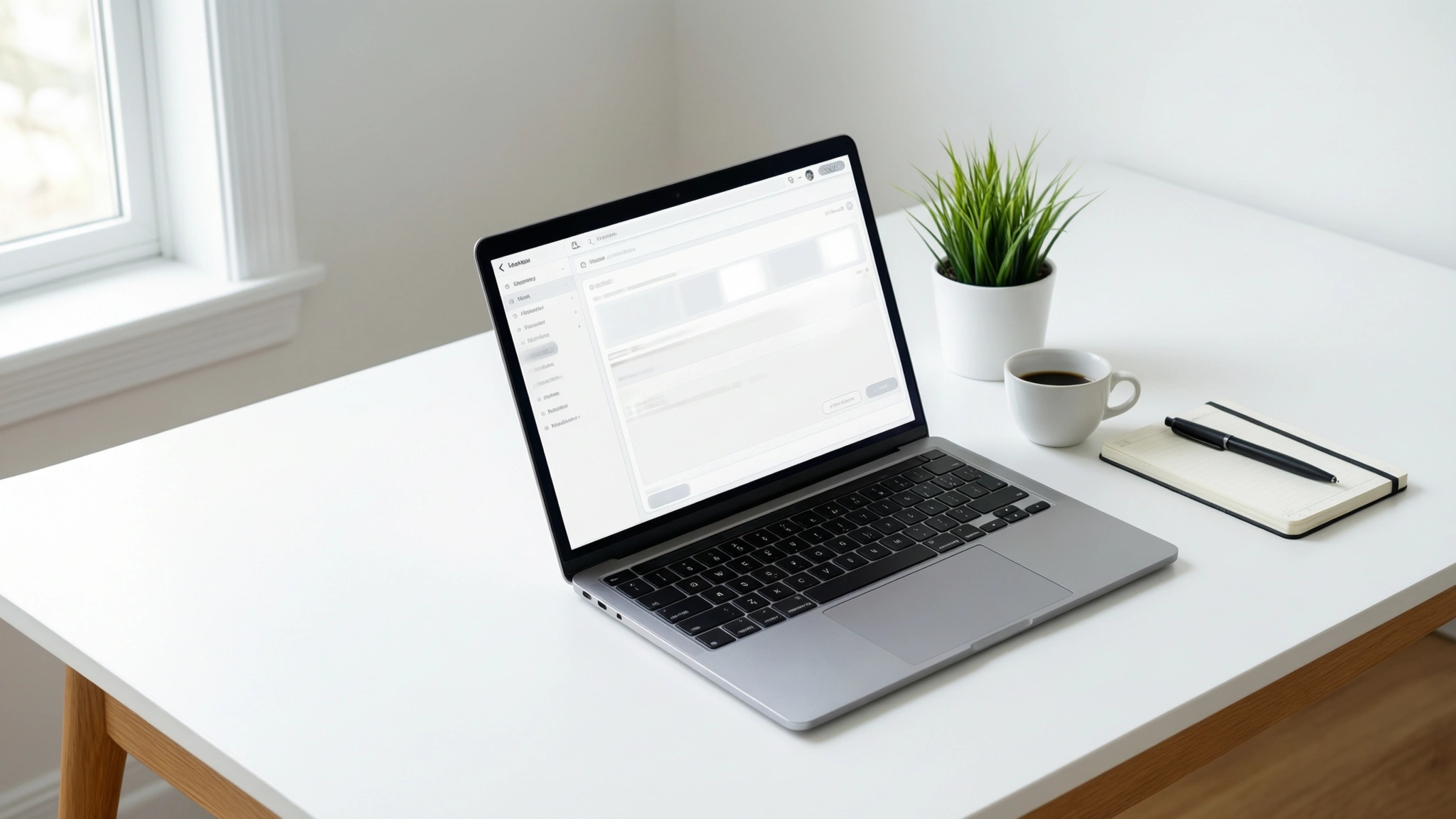 Минималистичное рабочее место с открытым MacBook